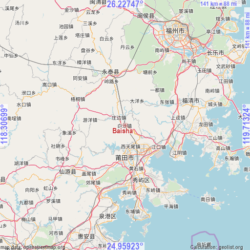 Baisha on map