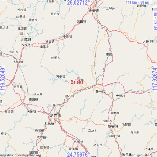 Baisha on map