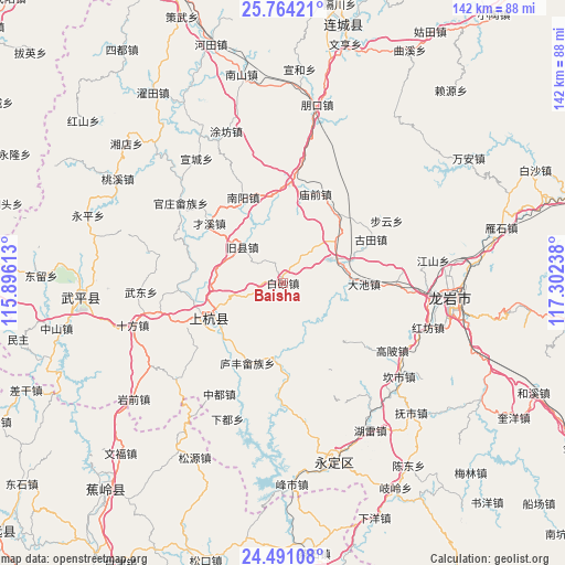 Baisha on map