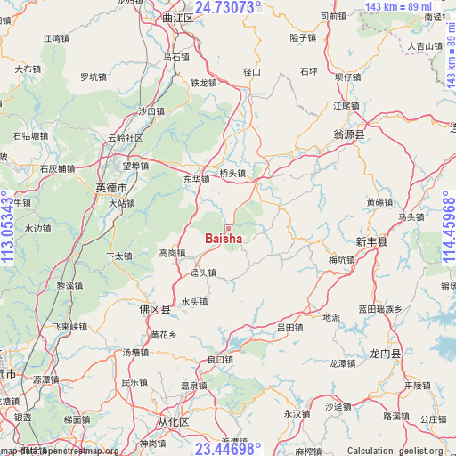 Baisha on map