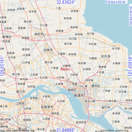 Baipu on map