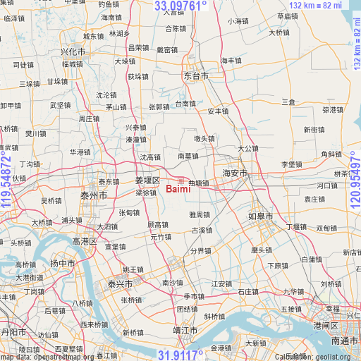 Baimi on map