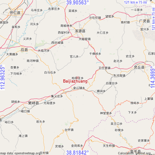 Baijiazhuang on map