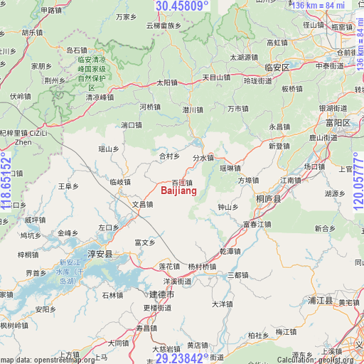 Baijiang on map