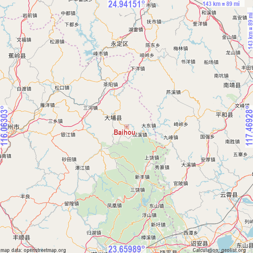 Baihou on map