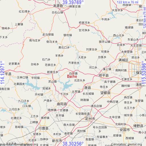 Baihe on map