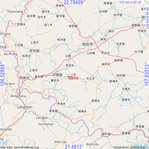 Baihe on map