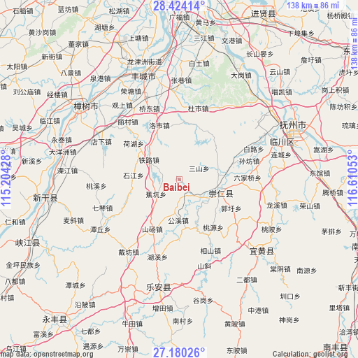 Baibei on map