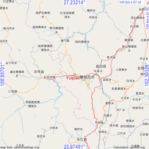 Yuquan on map