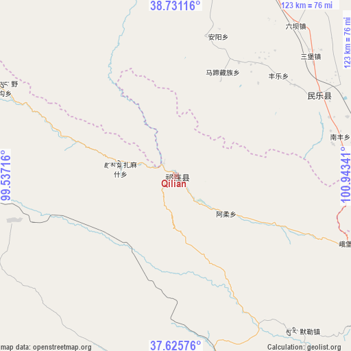 Qilian on map