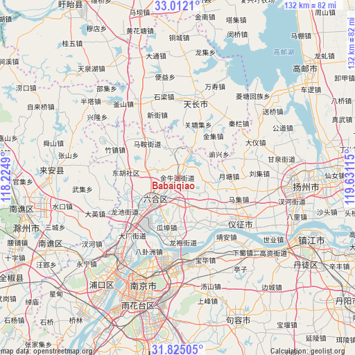 Babaiqiao on map