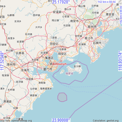 Aotoucun on map