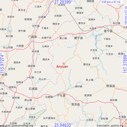 Anyuan on map