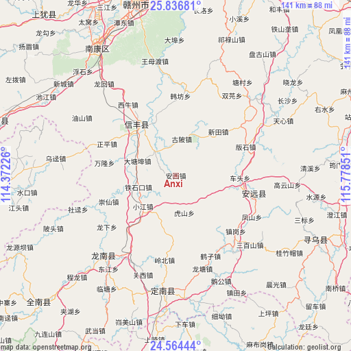 Anxi on map