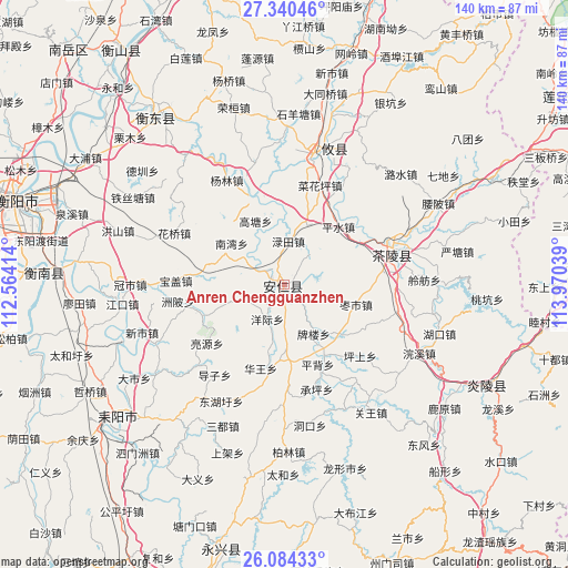 Anren Chengguanzhen on map