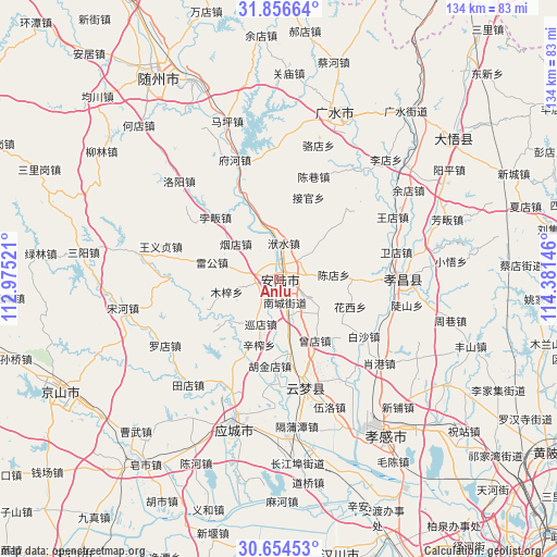 Anlu on map