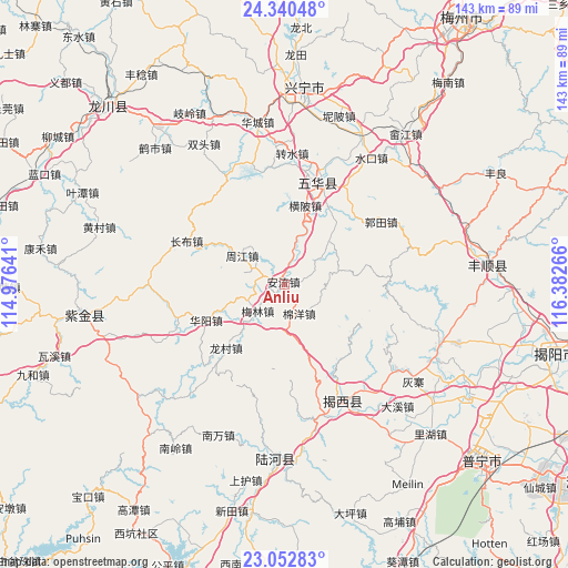 Anliu on map