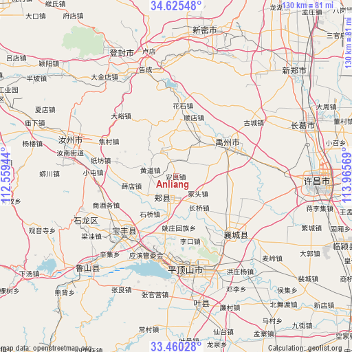 Anliang on map