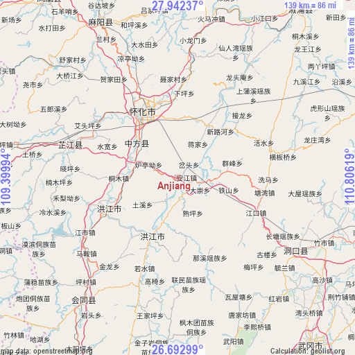 Anjiang on map