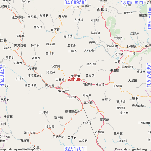 Anhua on map