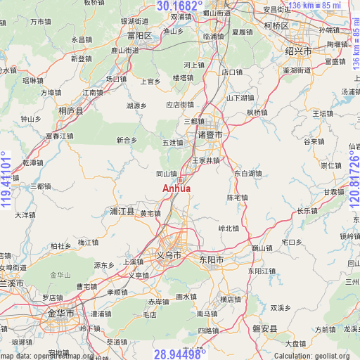 Anhua on map