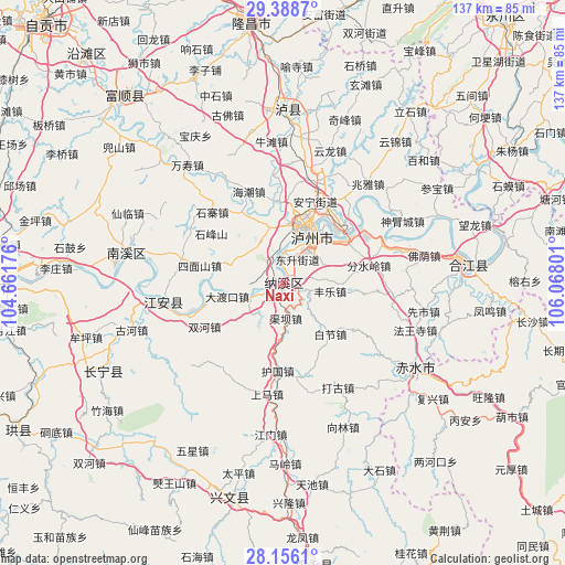 Naxi on map