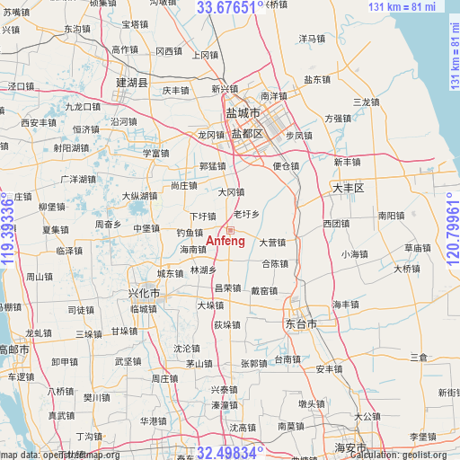 Anfeng on map
