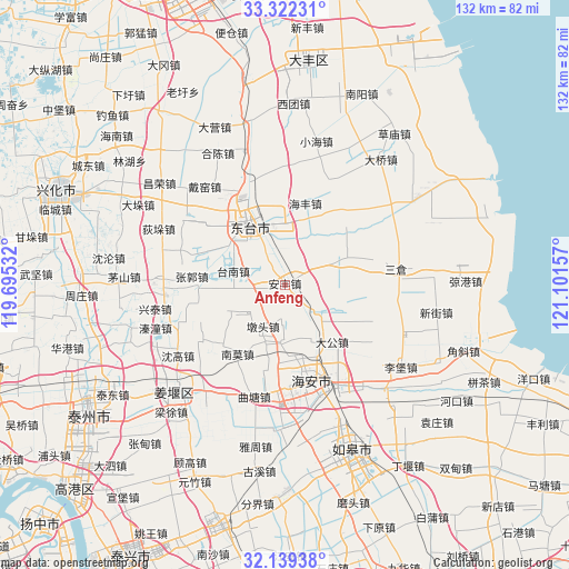 Anfeng on map