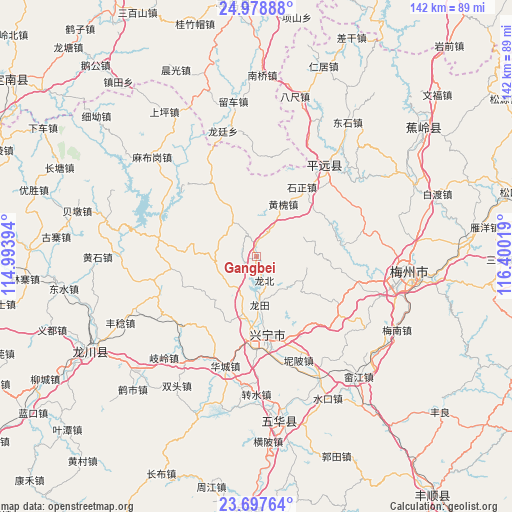 Gangbei on map