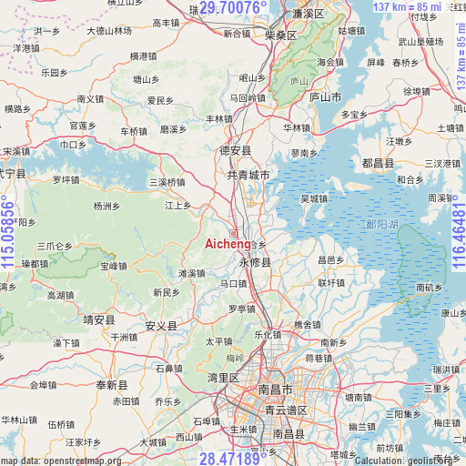 Aicheng on map