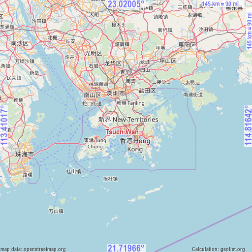 Tsuen Wan on map