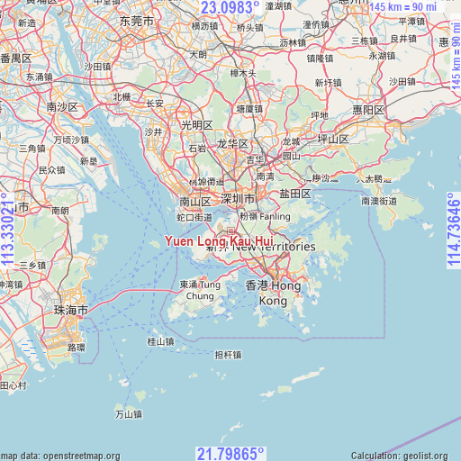 Yuen Long Kau Hui on map