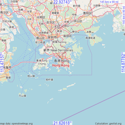 Hong Kong on map