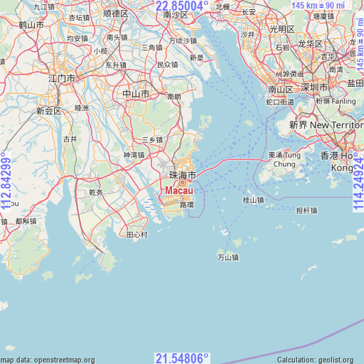 Macau on map