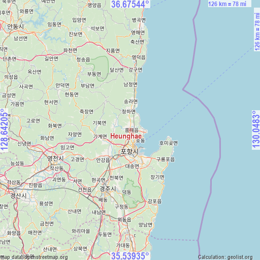 Heunghae on map