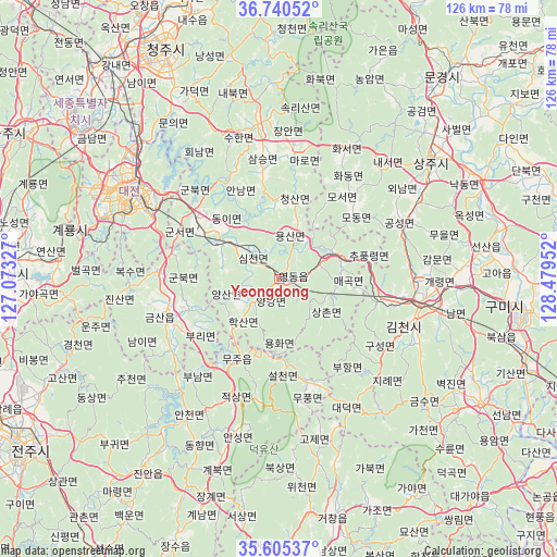 Yeongdong on map