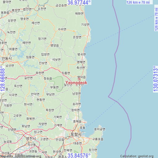 Yeongdeok on map