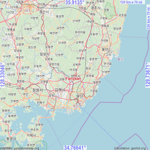 Yangsan on map