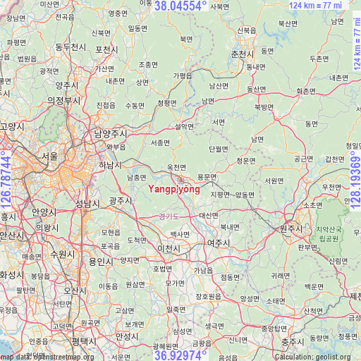 Yangp'yŏng on map