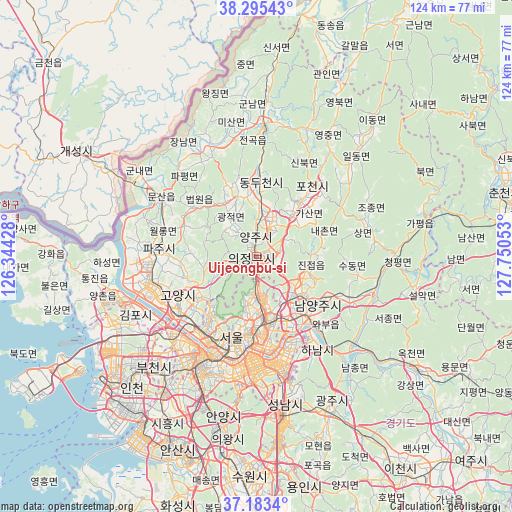 Uijeongbu-si on map