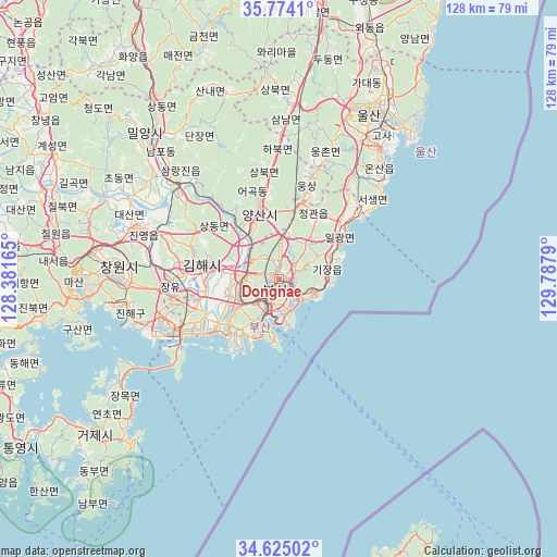 Dongnae on map