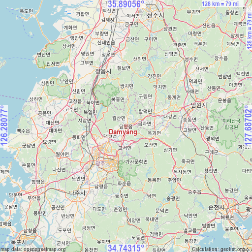 Damyang on map