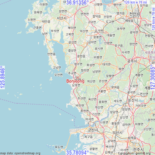 Boryeong on map