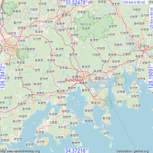 Suncheon on map