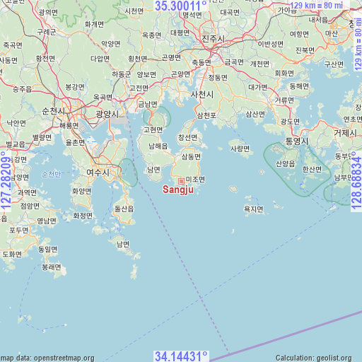 Sangju on map