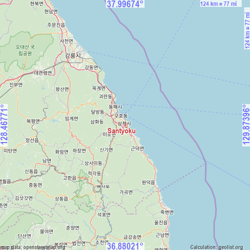 Santyoku on map