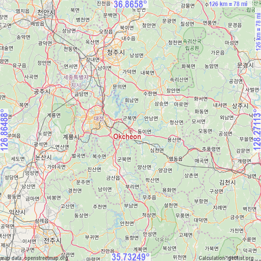 Okcheon on map