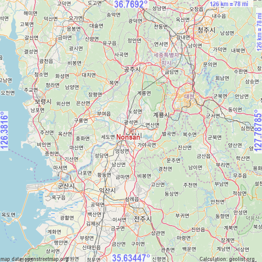 Nonsan on map
