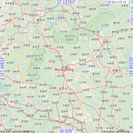 Mungyeong on map