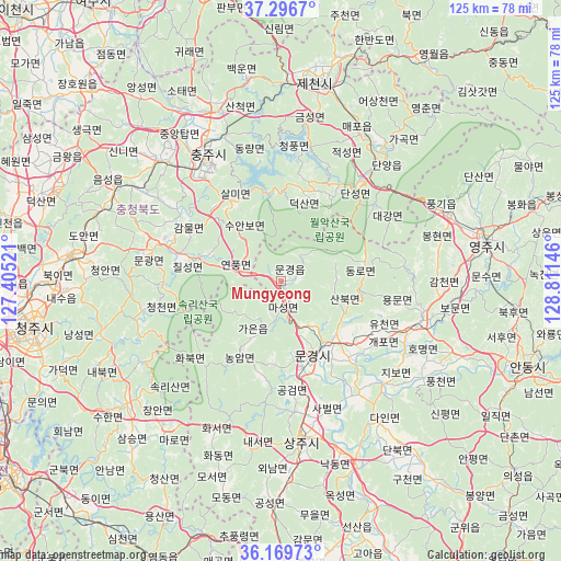 Mungyeong on map